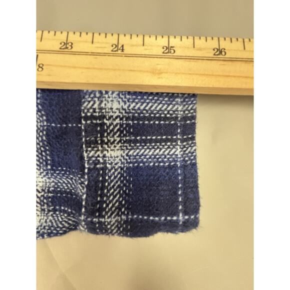 Woolrich Woolen Mills Heavyweight Plaid Flannel Shirt Shacket Mens XL Blue - Picture 7 of 14